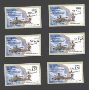 2020 Israel Set/6 Hiller 360 AH-64I Apache Longbow Helicopter ATM Labels #00001
