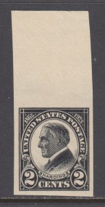 US Sc 611 MNH. 1923 2c black, imperf Harding Memorial issue with sheet margin XF