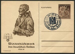 Austria Occupation 1939 Winter Relief Fund German Red Cross Rally Postmark Card