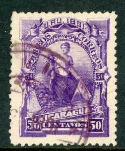 Nicaragua 1891 Seebeck 50¢ Goddess of Plenty Scott #35 VFU Z345 ⭐