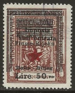 Fiume-Rijeka Croatia 1945 Partisan Govt Revenue 50L/40L Brown Fine Used