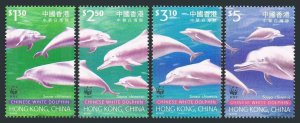 Hong Kong 875-878,879 ad sheet,MNN. WWF 1999.Chinese White Dolphin.