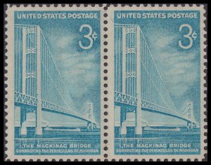 US 1109 Mackinac Bridge 3c horz pair MNH 1958