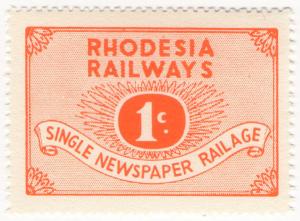 (I.B) Rhodesia Railways : Newspaper Railage 1c