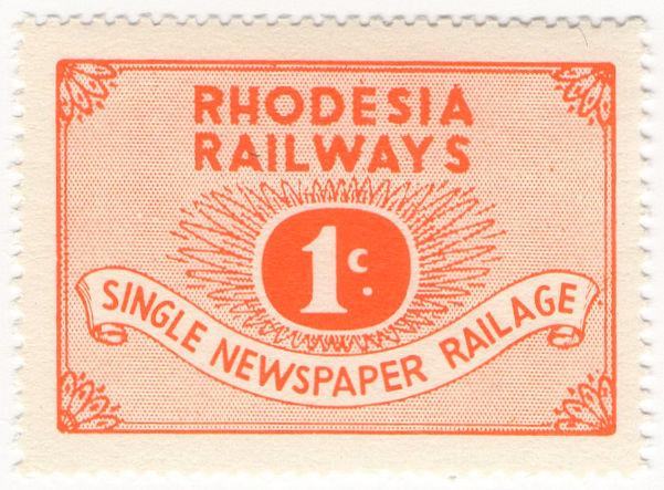 (I.B) Rhodesia Railways : Newspaper Railage 1c