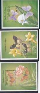 Zaire #  1600-1602, Butterflies, Souvenir Sheets, Mint NH, 1/2 Cat.