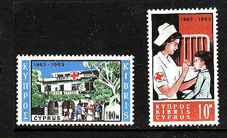 Cyprus-Sc#227-8- id3-unused NH set-Red Cross-1963-