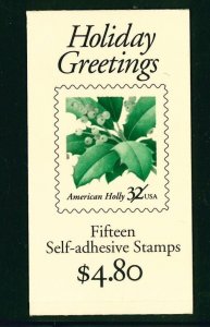 US Scott # BK264  / $4.80 32¢ Christmas Holly  MNH