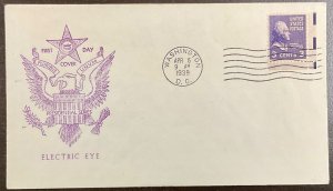 807EE Electric Eye Thomas Jefferson Presidential Series FDC 1939