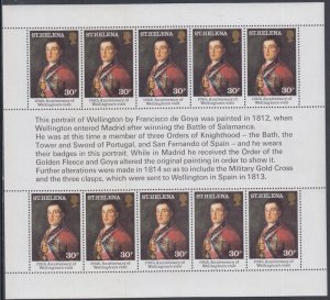 ST HELENA Sc # 342-3 CPL MNH SHEETS of 10, 175th ANN VISIT DUKE of WELLINGTON