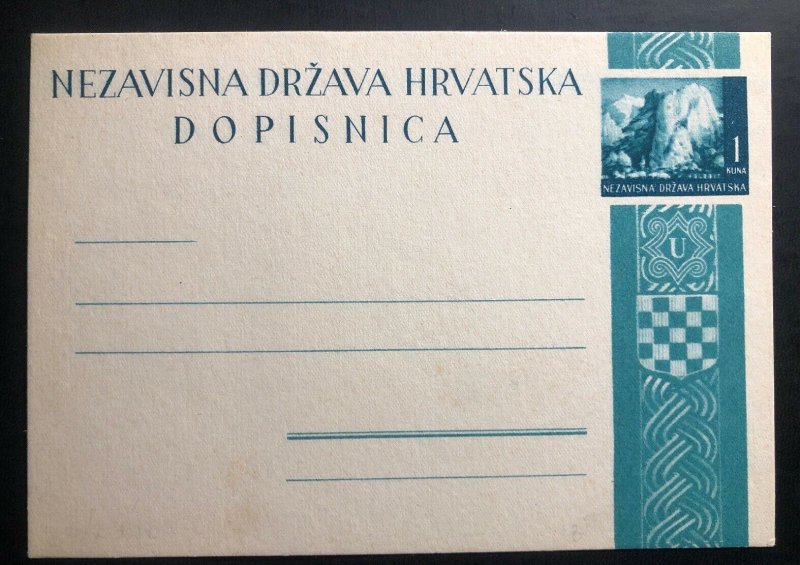 Mint Croatia Germany State Postal stationery postcard 1 Kuna