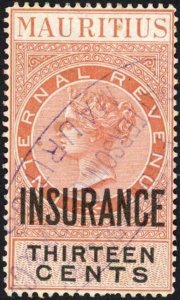 Mauritius BF35 13c Orange and Black Opt Insurance