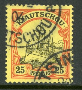 China 1901 Kiautschou Germany 25pf Yacht Michel 9 (Sc #14) VFU F55