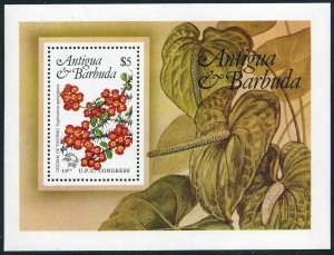 Antigua 759,MNH.Michel 765 Bl.76. 19th Congress UPU-110,1984.Local flowers.