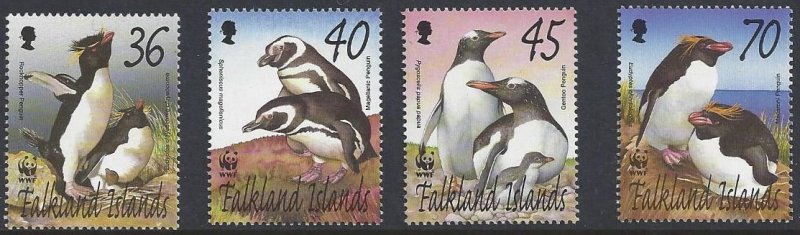 Falkland Is. #817-20 MNH set, WWF various penguins