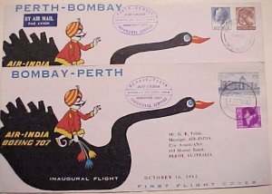AUSTRALIA  FLIGHT PERTH B/S BOMBAY & RETURN OCT 1,1962