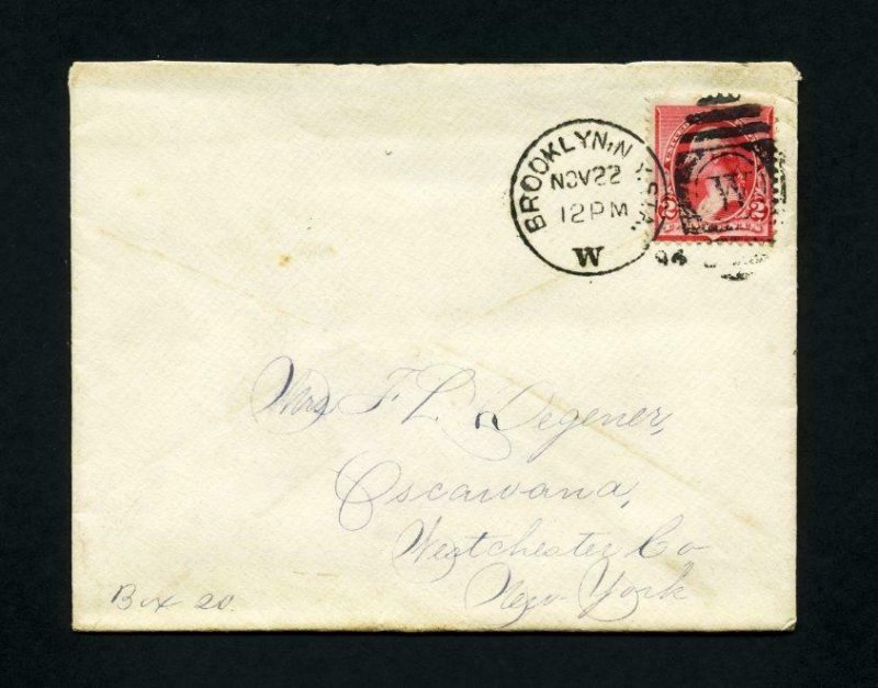 Cover from Brooklyn, NY to Oscawana, NY with sister letter inside - 11-22-1894