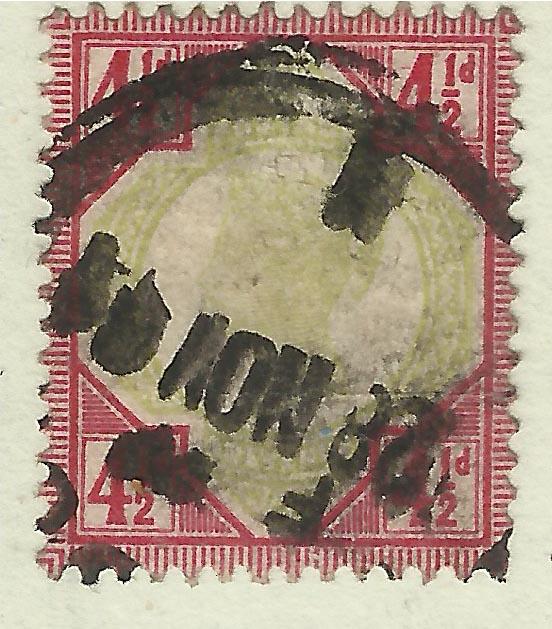 GB 1892 QV 4 1/2d Jubilee Used Stamp  ( 20 )