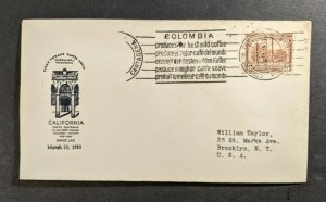 1933 Santa Lucia Grace Line Maiden Voyage Cover Cartagena Colombia to New York