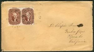 1857, 5¢ Pair (Scott 12) tied Buffalo on cover to California, includes letter