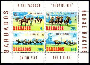 BARBADOS SC#315a Horse Racing Souvenir Sheet (1969) MNH