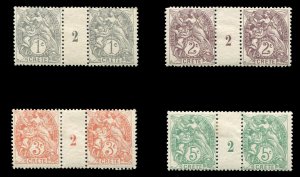French Colonies, French Offices in Crete #1/5, 1902-3 1c, 2c, 3c and 5c, hori...
