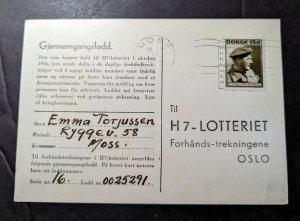 1946 Norway Postcard Cover Moss to Oslo Emma Totjussen