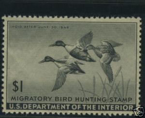 US RW12,1945 shoveller Duck in flight Stamp Mint no gum