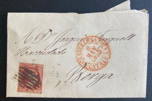 1853 Barcelona Spain Letter Sheet cover To Berga