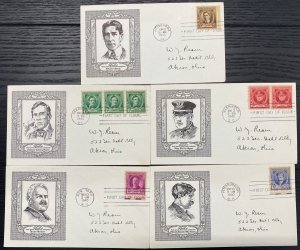 #879-883 Famous American Composer Caokley HA cachet First Day covers set of 5
