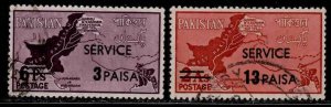 Pakistan #O74-75 ~ Cplt Set of 2 ~ Map, Disputed Land ~ Used (1961)