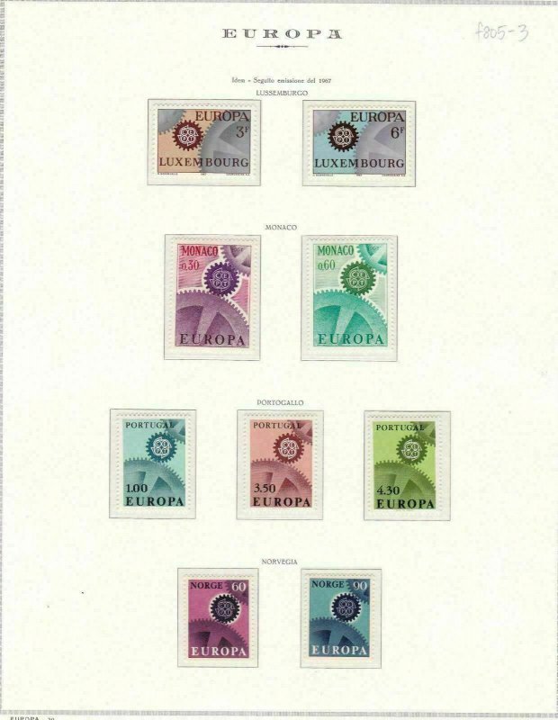 EUROPA STAMPS 1967 FULL  SET. 39 VALUES MNH ON  5  EUROPA PAGES . R 426 