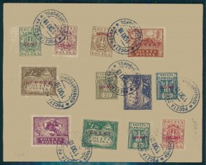 POLAND, LEVANT 1919, FULL SET ON ENVELOPE, WITH RARE TYPE 15F