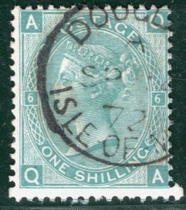 GB QV ISLE OF MAN 1s Green Plate 6 IOM Douglas 1872 CDS Used VARIETY** LRED132