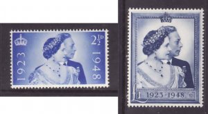 Great Britain-Sc#267-8- id9-unused  NH og set-KGVI-Silver Wedding-1948-