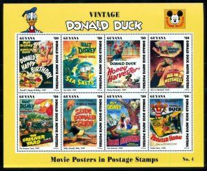 [78949] Guyana 1993 Disney Movie Posters Donald Duck Sheet MNH