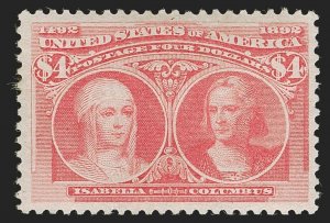 MOMEN: US STAMPS #244a PALE ANALINE ROSE MINT OG LH VF/XF PF CERT LOT #92141-2*