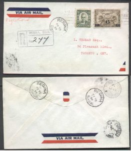 Canada-cover #5188-6c+10c Cartier Air reg'd-Regina,Sask-Fe 22 1932-first...