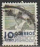 MEXICO 1101, $10 1950 Defin 9th Issue Unwmkd Fosfo Glazed. USED. F-VF. (1439)
