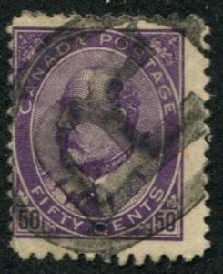 Canada SC# 95 (SG# 187)  Edward VII  50c, Canceled