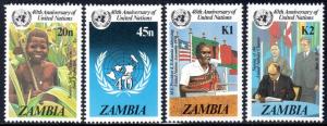 Zambia - 1985 40th Anniversary of UNO Set MNH** SG 445-448