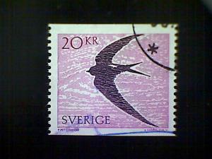 Sweden (Sverige), Scott #1703, used (o), 1988, Common Swift Bird, 20k