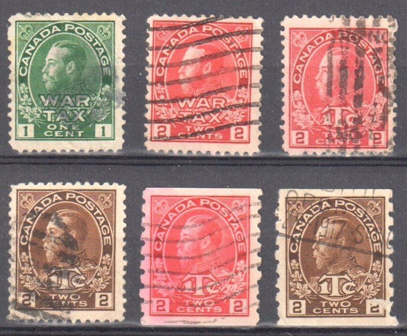 Canada USED #MR1-2-3-4, 6-7 - C$20.00 -- WAR TAX STAMPS