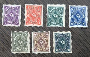 Germany, Scott-183-187a, 189-190. Released 1922. Unused, previously hinged.