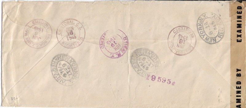 1945 Colon, Canal Zone to Utica, New York Registered Airmail, Censored (59414)