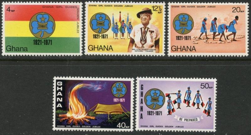 GHANA Sc#421-425 1971 Girl Guides Scouting Complete Set OG Mint Most NH