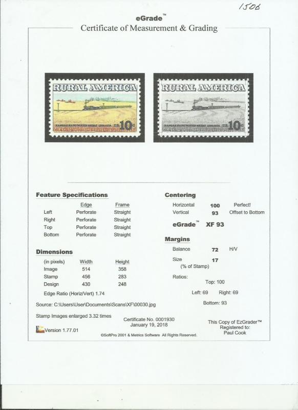 # 1506 MINT NEVER HINGED WHEAT FIELDS AND TRAIN Xf++++