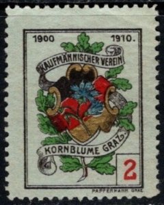 1910 Austria Poster Stamp 10th Anniversary Cornflower Commercial Association
