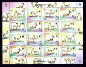 Niger 983-86 MNH 1998 W.W.F. Sheet of 16