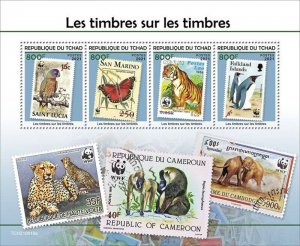 Chad - 2021 Stamps on Stamps, Butterfly, Penguin - 4 Stamp Sheet - TCH210618a